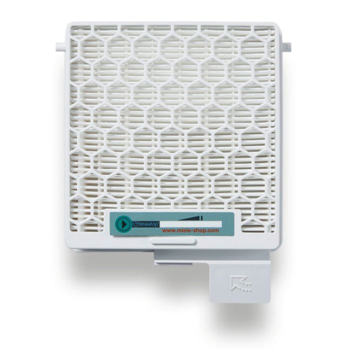 AirClean Vacuum Filter Miele 11639210 in White showcased by Corbeil Appliances