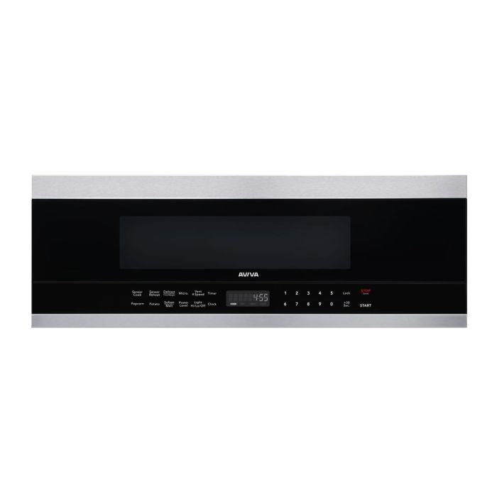Micro-onde à hotte intégrée 1000 W 1.2 pi. cu. AVIVA AOTRS304SB  Inox Noir Capacité 1.2 pied cubic  puissance 1000 watt  Hotte sous cabinet