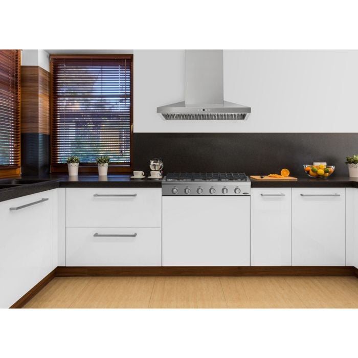 Hotte Cheminée 30 Po. 860 Pieds cubes par minute AVIVA AVN-308CS3 Inox Installation 29574  860 pieds cubes par minute