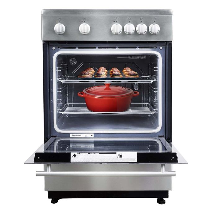 24 In. Ceramic Glass Range Blomberg BERC24202SS  Stainless  4 Burners     Capacity 2.51 cubic feet  2200 Watts  Width 24 inches