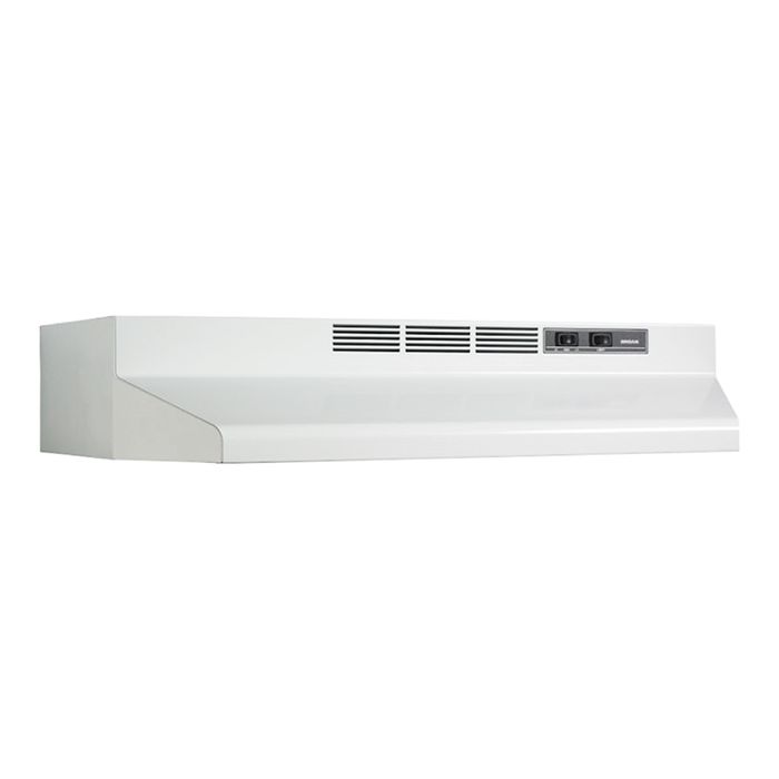 Hotte Sous armoires 24 Po. 210 Pieds cubes par minute Broan BU224WH Blanc Installation Hotte sous cabinet  210 pieds cubes par minute