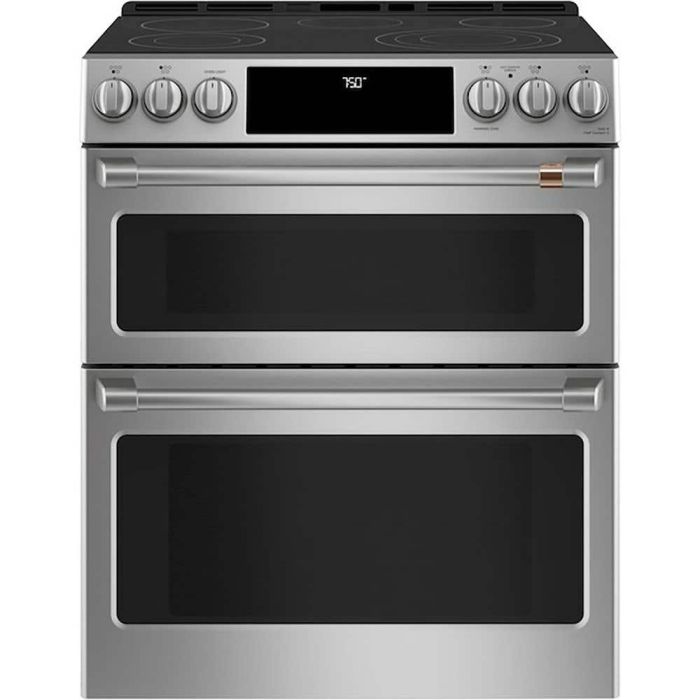 Cuisinière 30 Po. Vitrocéramique GE Café CCES750P2MS1  Inox 5 bruleurs     Capacité 2.4 pieds cubes 2650W Watts  largeur 30 pouces