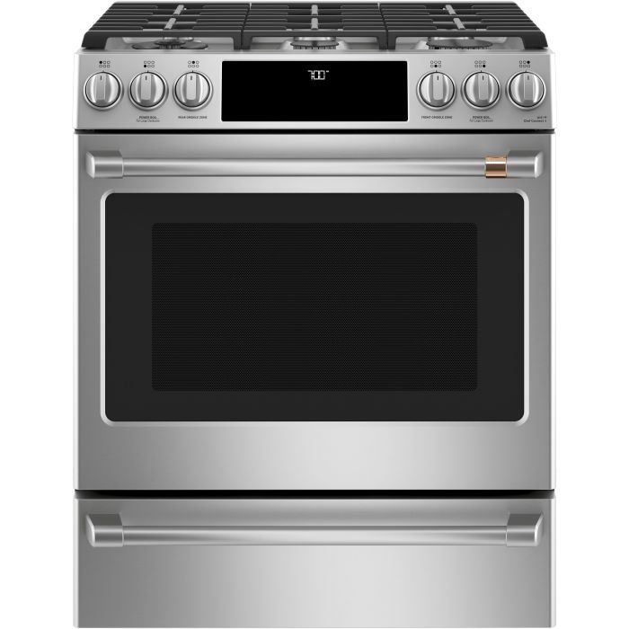 Cuisinière 30 Po. Gaz GE Café CCGS700P2MS1  Inox 6 bruleurs     1200 Watts  largeur 30 pouces