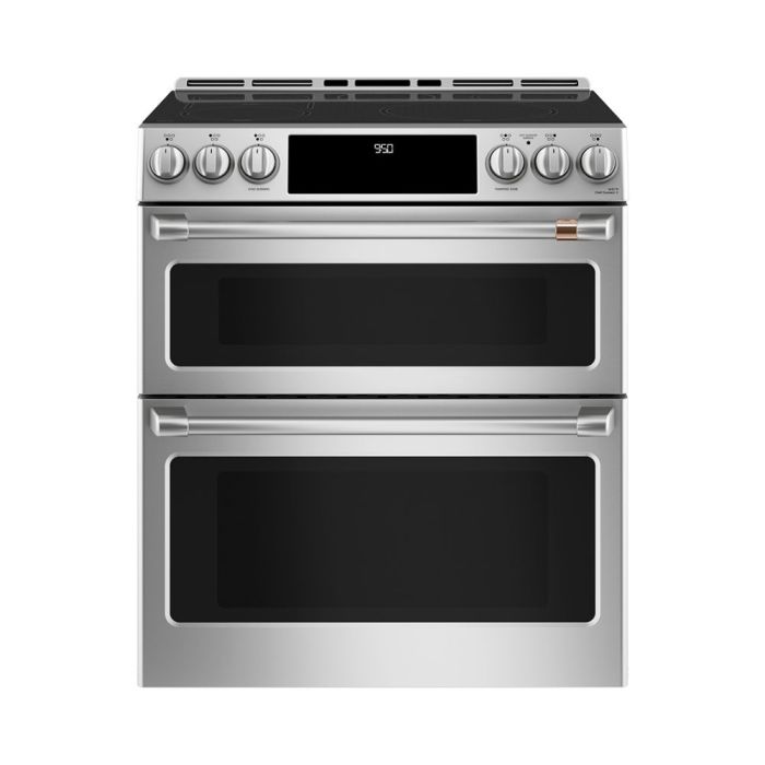 30 In. Induction Range GE Café CCHS950P2MS1  Stainless  5 Burners     Capacity 2.4 cubic feet  2650 Watts  Width 30 inches