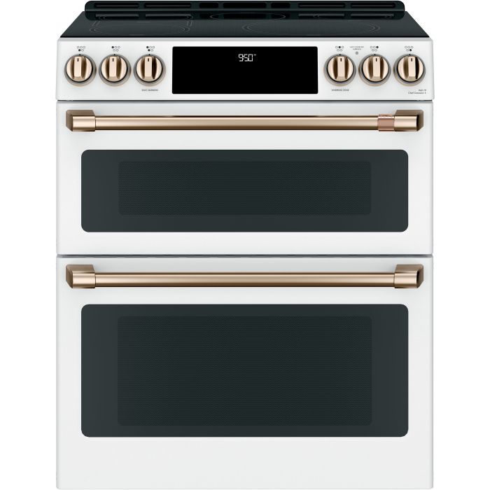 30 In. Induction Range GE Café CCHS950P4MW2  White  5 Burners     Capacity 2.7 cubic feet  2850 Watts  Width 30 inches