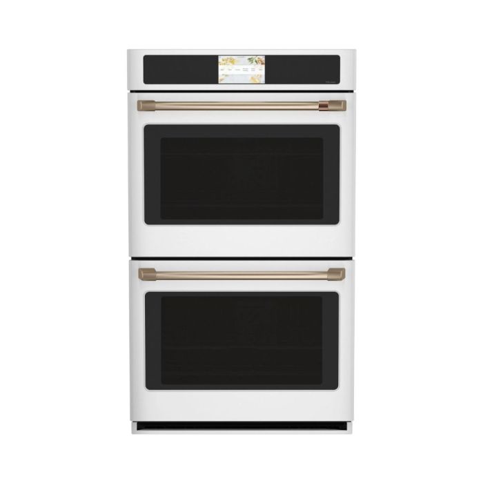 Wall oven  GE Café CTD90DP4NW2 White   Capacity  5 cubic feet  2850 Watts  Built-in Width 30 inches