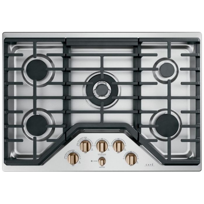Boutons de plaque de cuisson à gaz CAFÉ CXCG1K0PMBZ en Bronze présenté par Corbeil Electroménager