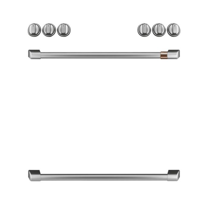 Boutons et poignées de cuisinière à gaz CAFÉ CXFCGHKPMSS en Inox présenté par Corbeil Electroménager