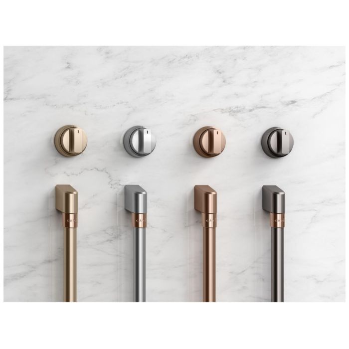 Range Handle & Knob Set CAFÉ CXPR6HKPTBT in Black showcased by Corbeil Appliances