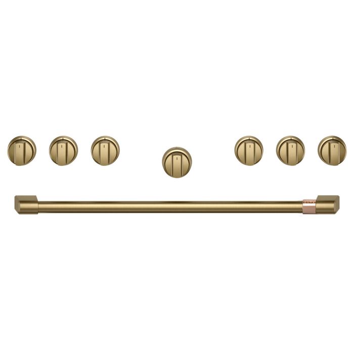 Ensemble poignée et bouton de cuisinière GE Café CXPR6HKPTCG en Or présenté par Corbeil Electroménager