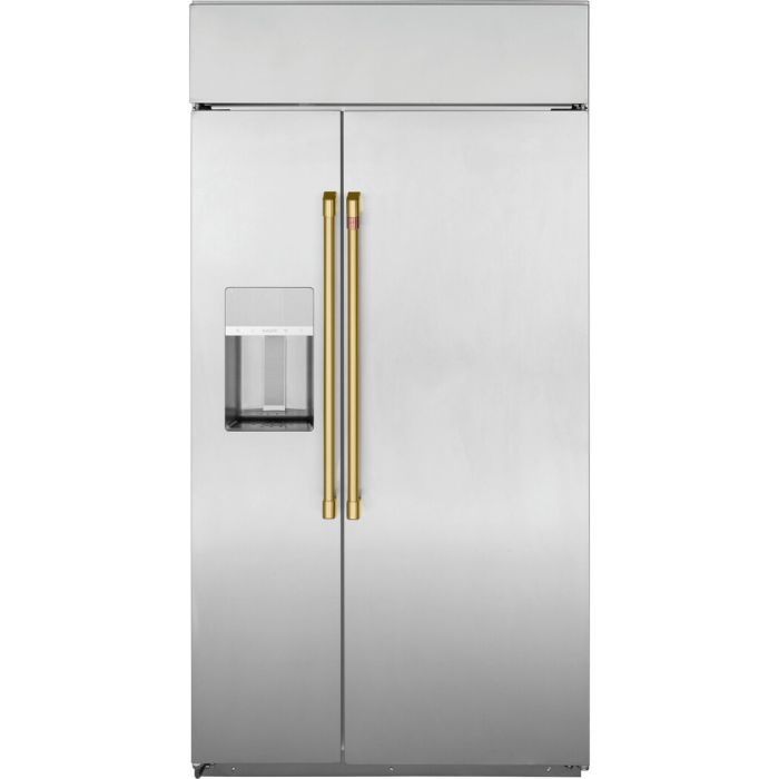 Refrigeration Handle Kit GE Café CXSS2H2PMCG in Gold showcased by Corbeil Appliances
