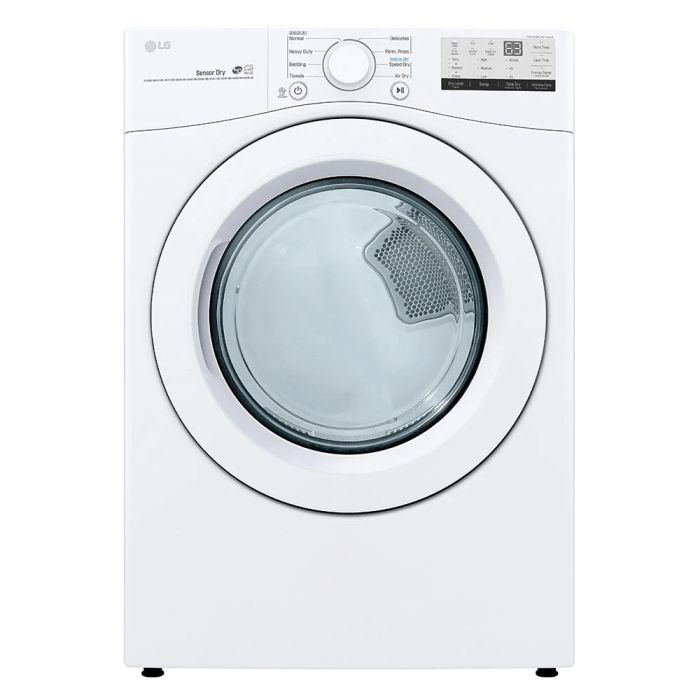 Dryer LG DLE3400W 7.4 cu. ft. in White  Capacity 7.4 cubic feet Cycles 8   Stackable  Drying system Ventilated