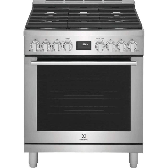 Cuisinière 30 Po. Gaz Electrolux ECFG3068AS  Inox 5 bruleurs     Capacité 4.5 pieds cubes 17000 BTU Watts  largeur 30 pouces
