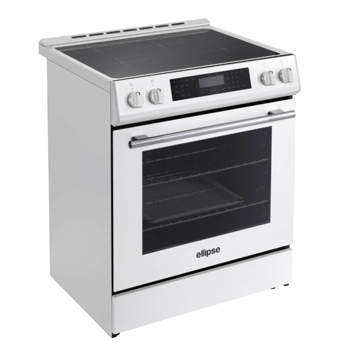 Cuisinière 30 Po. Induction Ellipse EISS304W  Blanc 4 bruleurs     Capacité 5 pieds cubes 2200W Watts  largeur 30 pouces