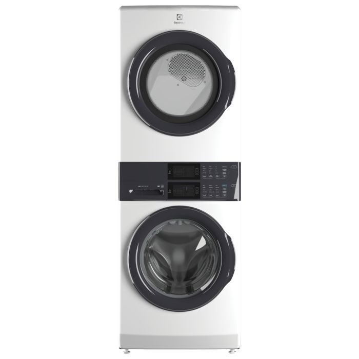 Electrolux Laundry center, 5.1 cu.ft washer, 8 cu.ft white electric dryer ELTE730CAW Capacity 5.1 cubic feet  7 washing cycles  width 27 inches
