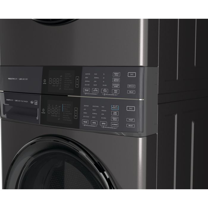 Electrolux laundry center, 5.2 cu.ft. washer, 8 cu.ft. titanium electric dryer ELTE760CAW Capacity 5.2 cubic feet  8 washing cycles  width 27 inches