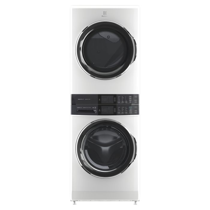 Centre de buanderie Electrolux, laveuse 5.2 pi.cu, sécheuse 8 pi.cu électrique blanc ELTE760CAW Capacité 5.2 pieds cubes  cycle nettoyage 8   largeur 27 pouces