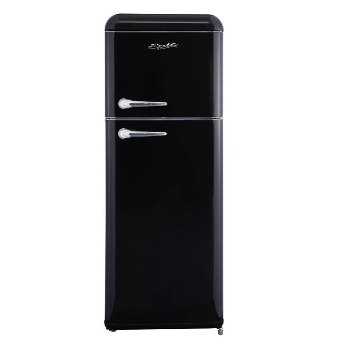 Refrigérateur Epic ERR82BL-1 Noir Congélateur en haut largeur 22 pouces Capacité 7.5 pieds cubes