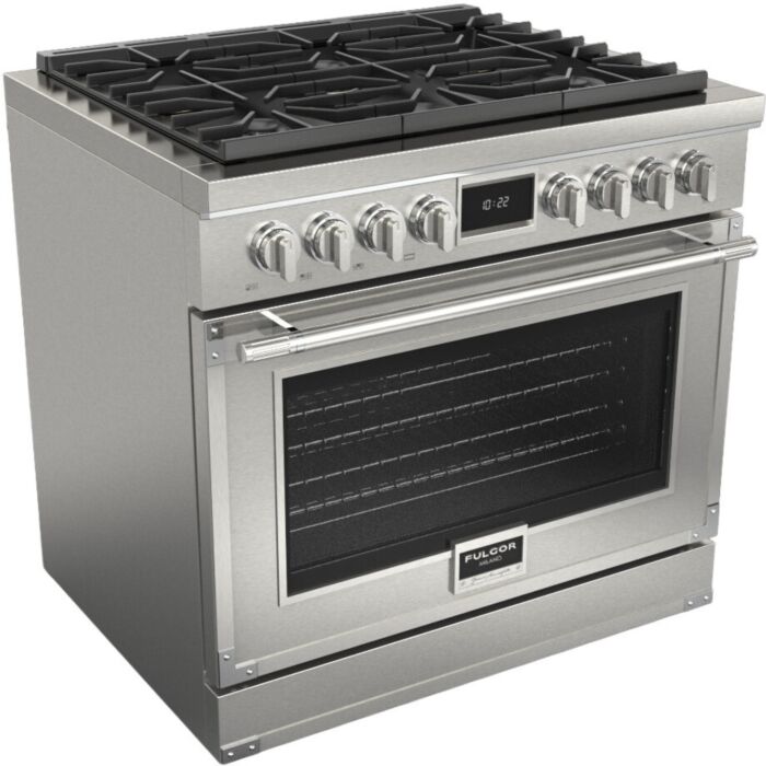 36 In. Gas Range Fulgor Milano F4EDF366CS1-SS  Stainless  6 Burners     Capacity 5.2 cubic feet  3,000 W Watts  Width 36 inches