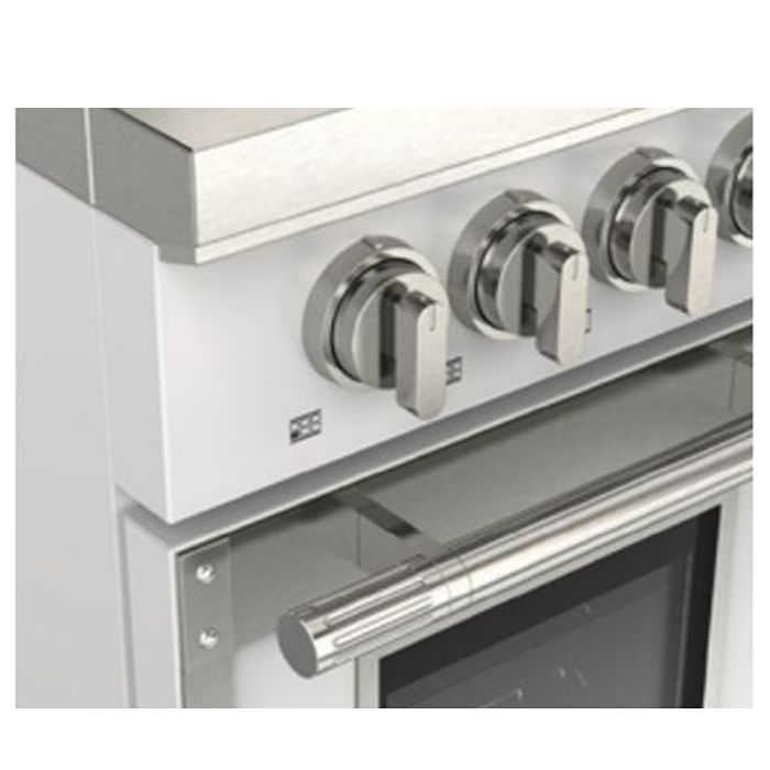 Cuisinière 48 Po. Gaz Fulgor Milano F4EDF486GCS1-MW  Blanc 6 bruleurs     Capacité 4.34 pieds cubes   largeur 48 pouces