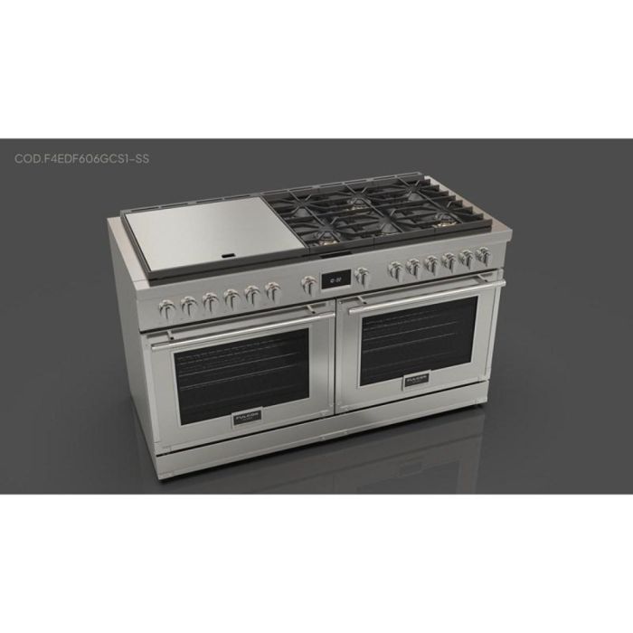 60 In. Gas and Induction  Range Fulgor Milano F4EDF606GCS1-SS  Stainless  10 Burners     Capacity 4.34 cubic feet  1,400 + 600 W Watts  Width 60 inches