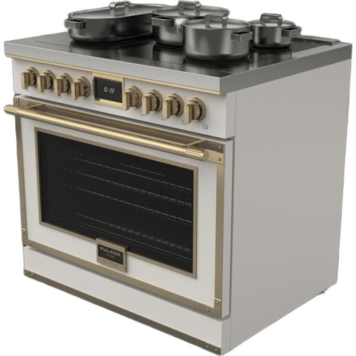 36 In. Induction Range Fulgor Milano F4EIR365BR1-MW  White  5 Burners     Capacity 5.2 cubic feet   Width 36 inches