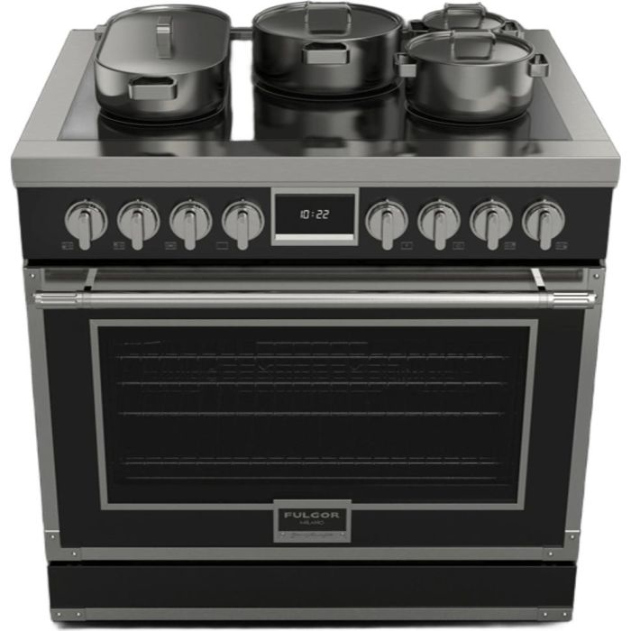 Cuisinière 36 Po. Induction Fulgor Milano F4EIR365CS1-BK  Noir 5 bruleurs     Capacité 5.2 pieds cubes   largeur 36 pouces