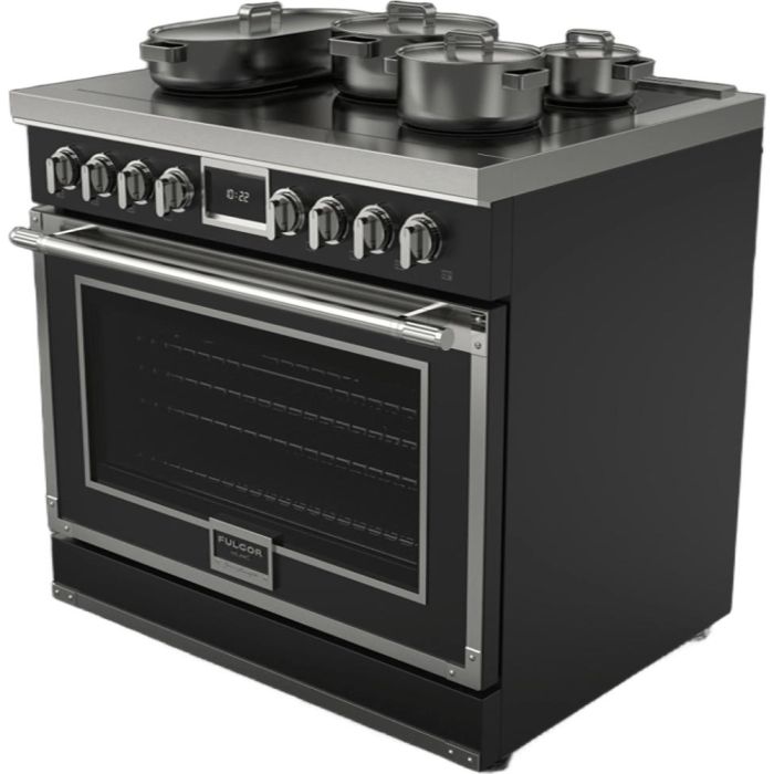 36 In. Induction Range Fulgor Milano F4EIR365CS1-MB  Black  5 Burners     Capacity 5.2 cubic feet   Width 36 inches
