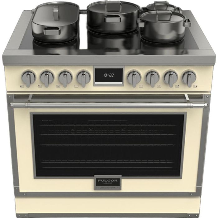 Cuisinière 36 Po. Induction Fulgor Milano F4EIR365CS1-MI  Crème 5 bruleurs     Capacité 5.2 pieds cubes   largeur 36 pouces