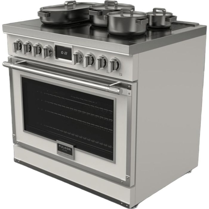 Cuisinière 36 Po. Induction Fulgor Milano F4EIR365CS1-MW  Blanc 5 bruleurs     Capacité 5.2 pieds cubes   largeur 36 pouces