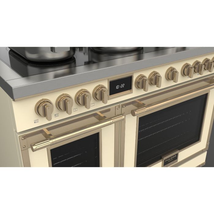 Cuisinière 48 Po. Induction Fulgor Milano F4EIR486BR1-MI  Crème 7 bruleurs     Capacité 4.34 pieds cubes   largeur 48 pouces