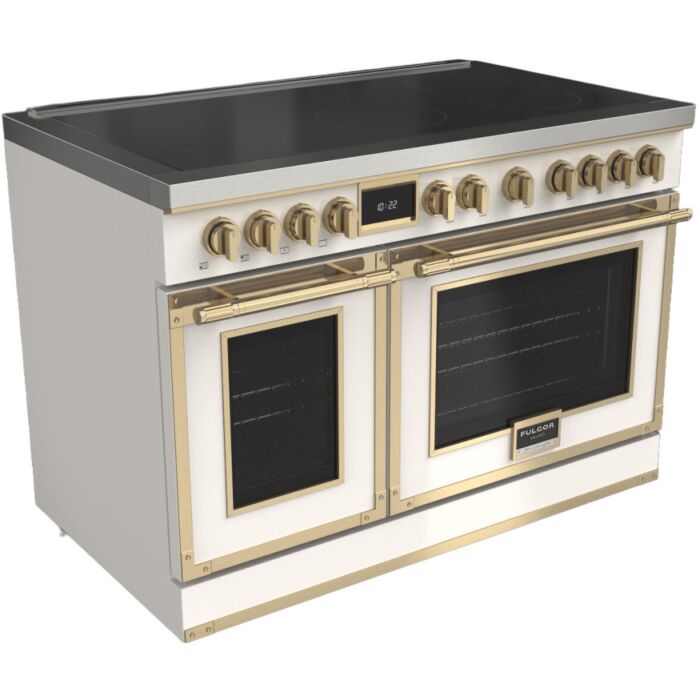 48 In. Induction Range Fulgor Milano F4EIR486BR1-WH  White  6 Burners     Capacity 4.34 cubic feet  1400 + 600 W Watts  Width 48 inches