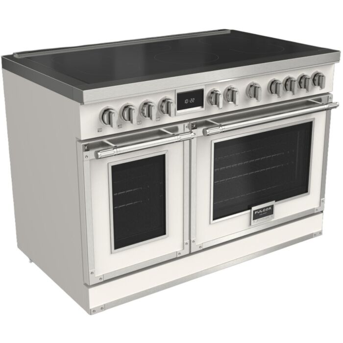 48 In. Induction Range Fulgor Milano F4EIR486CS1-MW  White  6 Burners     Capacity 4.34 cubic feet  1400 + 600 W Watts  Width 48 inches