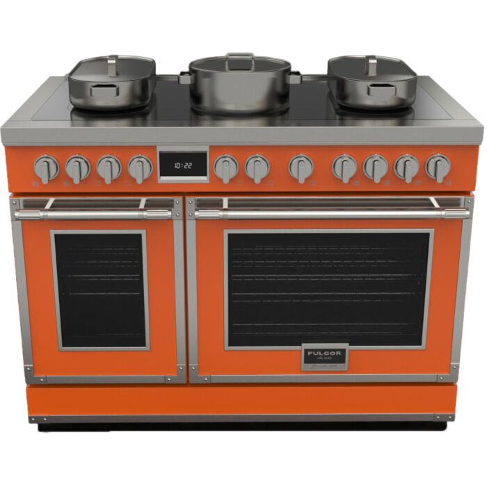 48 In. Induction Range Fulgor Milano F4EIR486CS1-RAL    6 Burners     Capacity 4.34 cubic feet  1400 + 600 W Watts  Width 48 inches