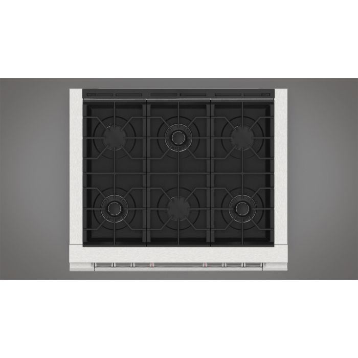 36 In. Gas Range Fulgor Milano F4PDF366S1  Stainless  6 Burners     Capacity 5.7 cubic feet  3000 Watts  Width 36 inches