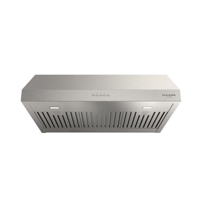 Hotte Sous armoires 30 Po. 450 Pieds cubes par minute Fulgor Milano F4UC30S1 Inox Installation Hotte sous cabinet  450 pieds cubes par minute