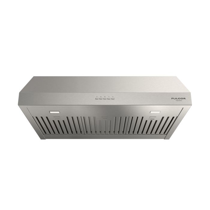 Hotte Professionnel(le) 36 Po. 450 Pieds cubes par minute Fulgor Milano F4UC36S1 Inox Installation Hotte sous cabinet  450 pieds cubes par minute
