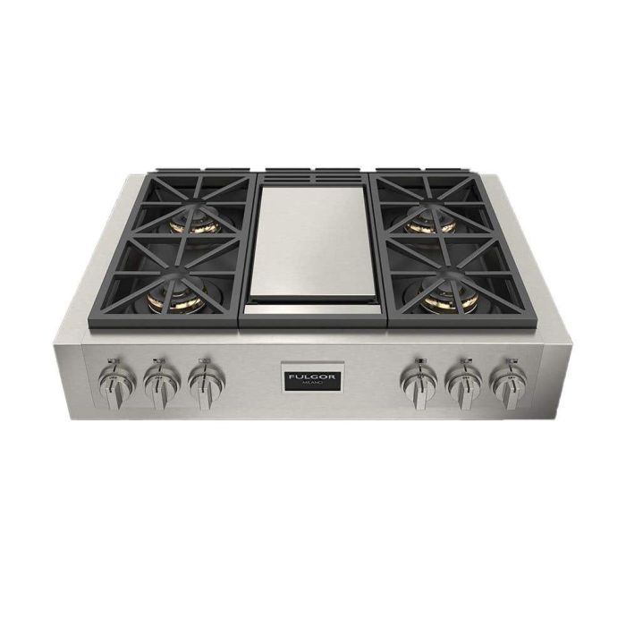 36 In. Gas Range Fulgor Milano F6GRT364GS1  Stainless  4 Burners       Width 36 inches