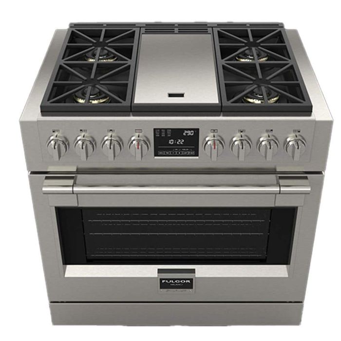 36 In. Gas Range Fulgor Milano F6PDF364GS1  Stainless  4 Burners     Capacity 5.2 cubic feet  3000W Watts  Width 36 inches