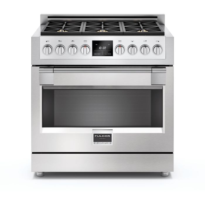 Cuisinière 36 Po. Gaz Fulgor Milano F6PDF366S1  Inox 6 bruleurs     Capacité 5.7 pieds cubes 0  largeur 36 pouces