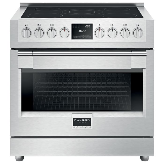 Cuisinière 36 Po. Induction Fulgor Milano F6PIR365S1  Inox 5 bruleurs     Capacité 5.7 pieds cubes 3000 Watts  largeur 36 pouces