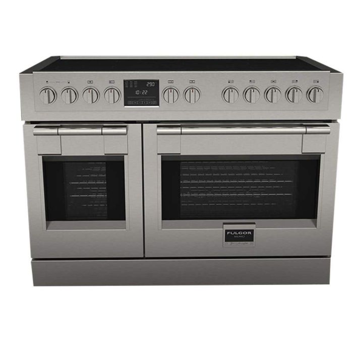 Cuisinière 48 Po. Induction Fulgor Milano F6PIR487S1  Inox 7 bruleurs     Capacité 4.4 pieds cubes 3000W Watts  largeur 48 pouces