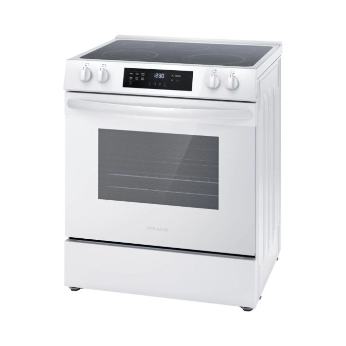30 In. Ceramic Glass Range Frigidaire FCFE306CAW  White  5 Burners     Capacity 5.3 cubic feet  2500W Watts  Width 30 inches
