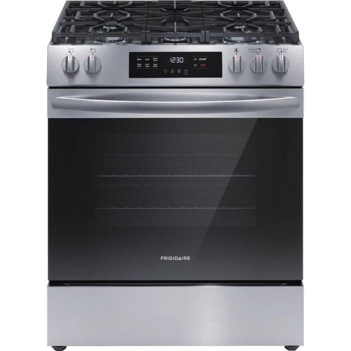 Gas ventilation range 30 In. Frigidaire FCFG3062AS Stainless with integrated ventilation  5 Burners   17,000 watts  Width  30 inches