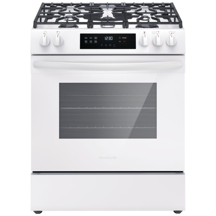 Gas ventilation range 30 In. Frigidaire FCFG3062AW White with integrated ventilation  5 Burners   1,400 watts  Width  30 inches