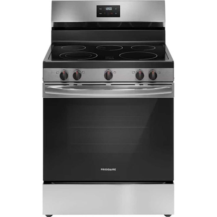 30 In. Ceramic Glass Range Frigidaire FCRE305CBS  Stainless  5 Burners     Capacity 5.3 cubic feet  2600W Watts  Width 30 inches