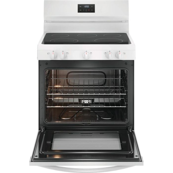 30 In. Ceramic Glass Range Frigidaire FCRE305CBW  White  5 Burners     Capacity 5.3 cubic feet  2600W Watts  Width 30 inches