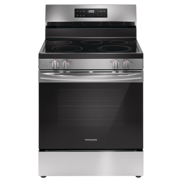 30 In. Ceramic Glass Range Frigidaire FCRE306CAS  Stainless  5 Burners     Capacity 5.3 cubic feet  2500 Watts  Width 30 inches