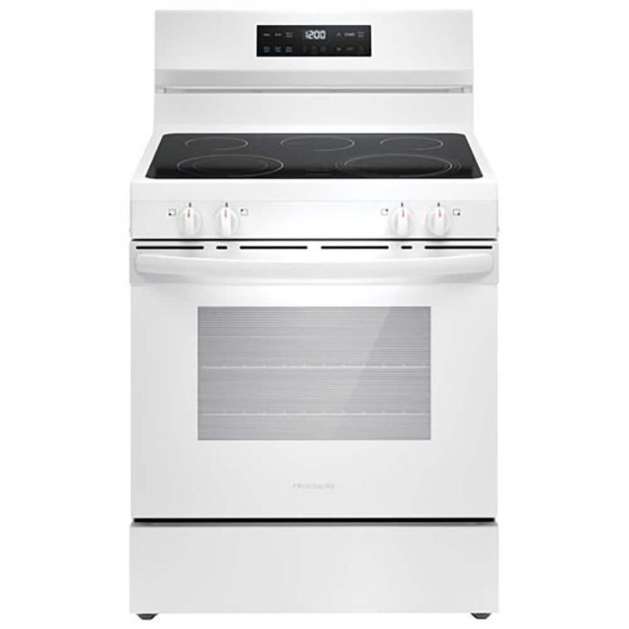 30 In. Ceramic Glass Range Frigidaire FCRE306CAW  White  5 Burners     Capacity 5.3 cubic feet  2500W Watts  Width 30 inches