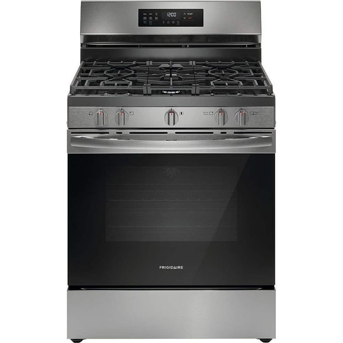 30 In. Gas Range Frigidaire FCRG3083AS  Stainless  5 Burners     Capacity 5.1 cubic feet  17000BTU Watts  Width 30 inches